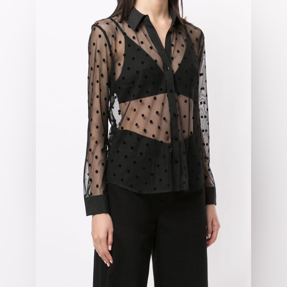 NWT L'Agence Black Sheer Polka-dot